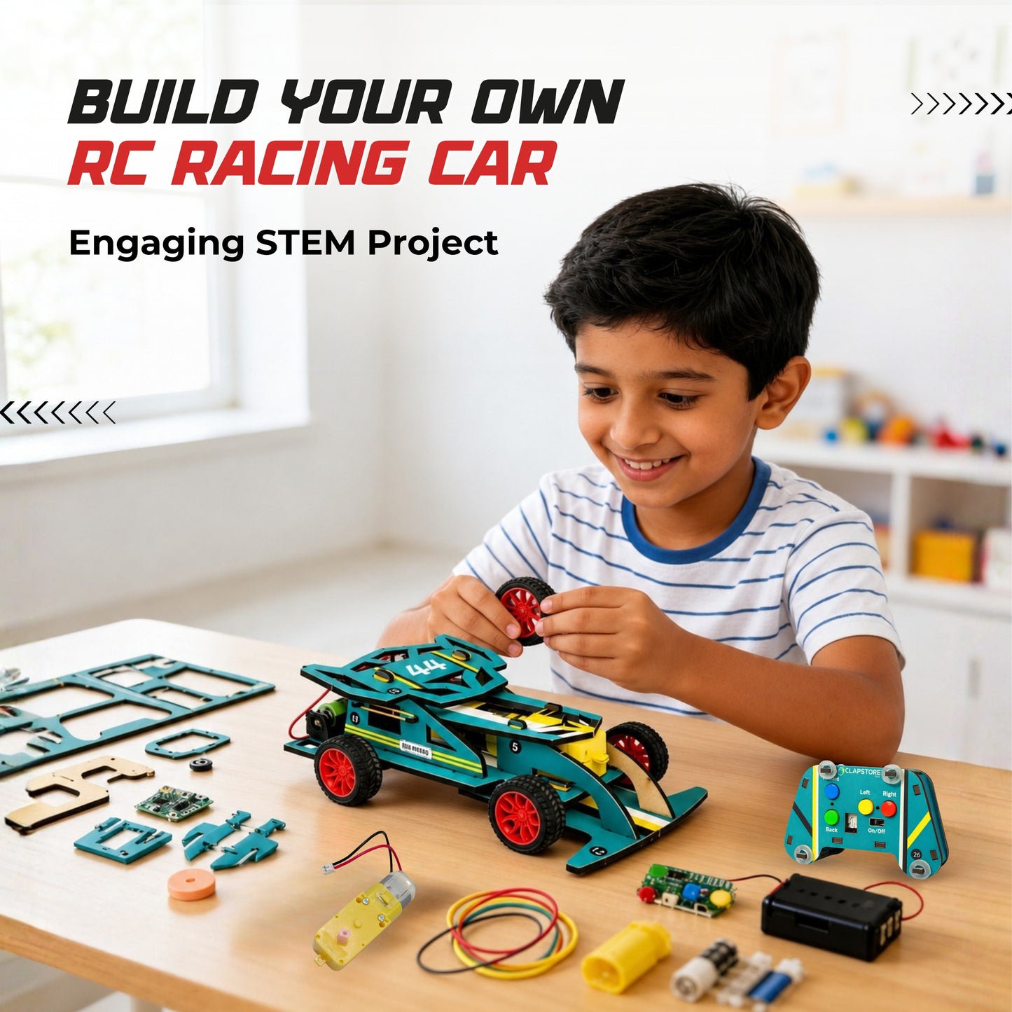 Sooper Brains™ Racer DIY RC Car ( Type-C Rechargeable)