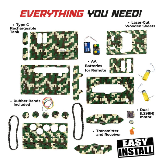 Sooper Brains™ DIY Army Tank Kit (Type-C Rechargeable)