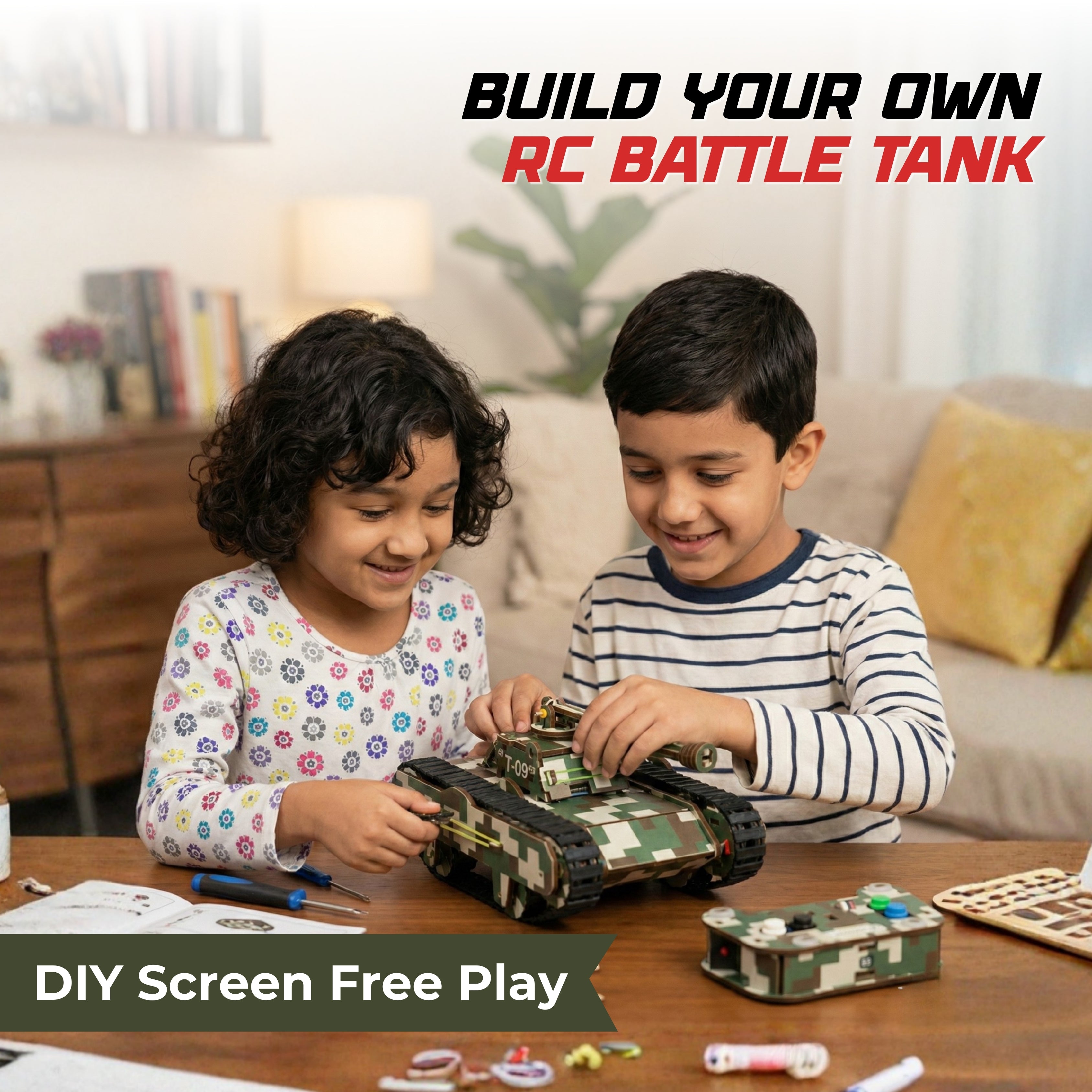 Sooper Brains™ DIY Army Tank Kit (Type-C Rechargeable)