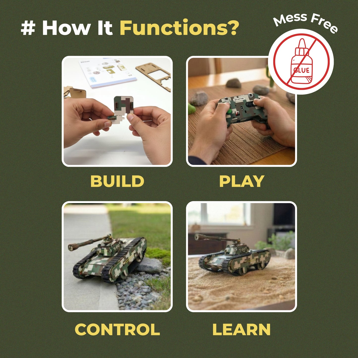 Sooper Brains™ DIY Army Tank Kit (Type-C Rechargeable)