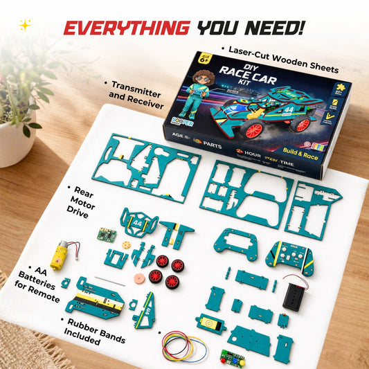 Sooper Brains™ Racer DIY RC Car ( Type-C Rechargeable)