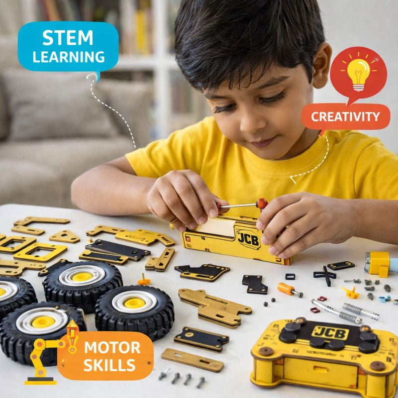 Sooper Brains™ STEM RC JCB Builder Kit (Type-C Rechargeable)