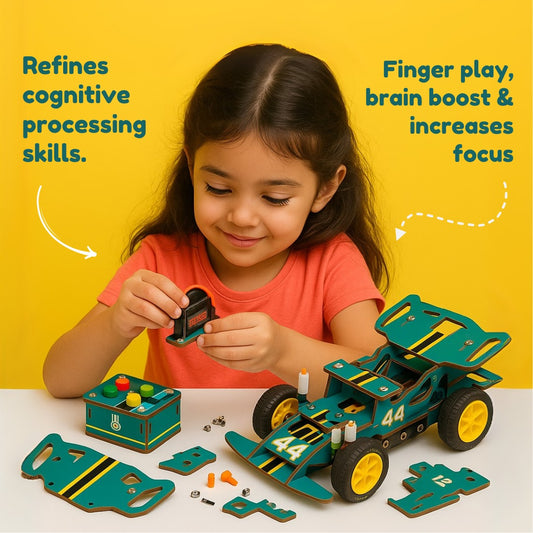 Sooper Brains™ Racer DIY RC Car ( Type-C Rechageable)